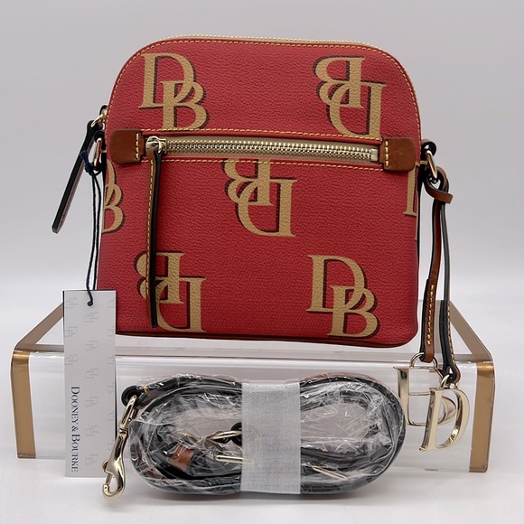 Dooney & Bourke Handbags - Dooney & Bourke Monogram Domed Crossbody Red